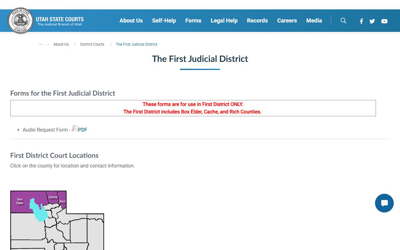 Box Elder County First District Court website for divorce decree records
