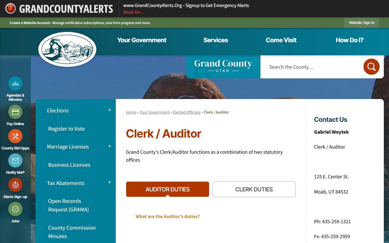 Grand County divorce decree clerk auditor office page