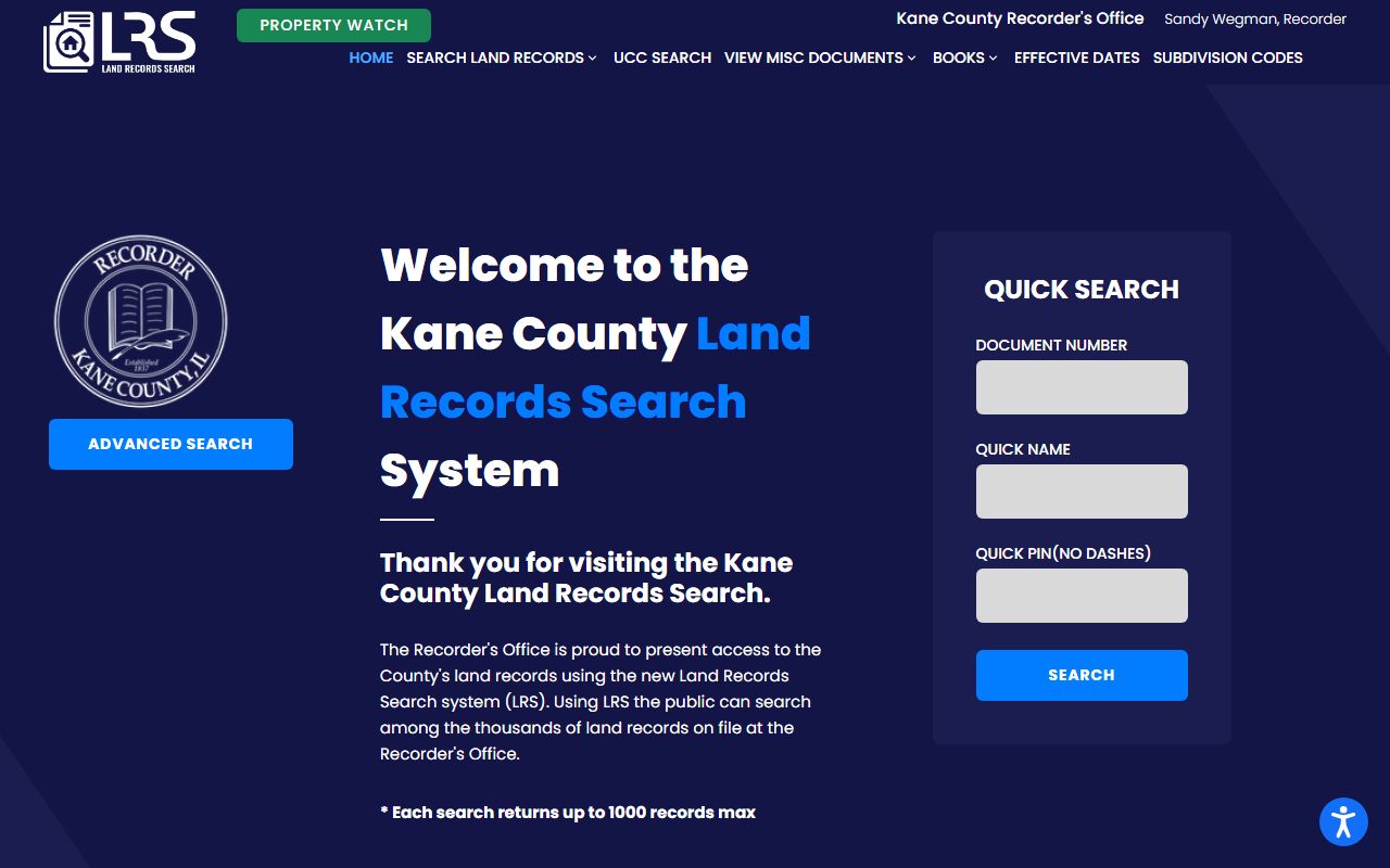 Kane County divorce decree land records search portal