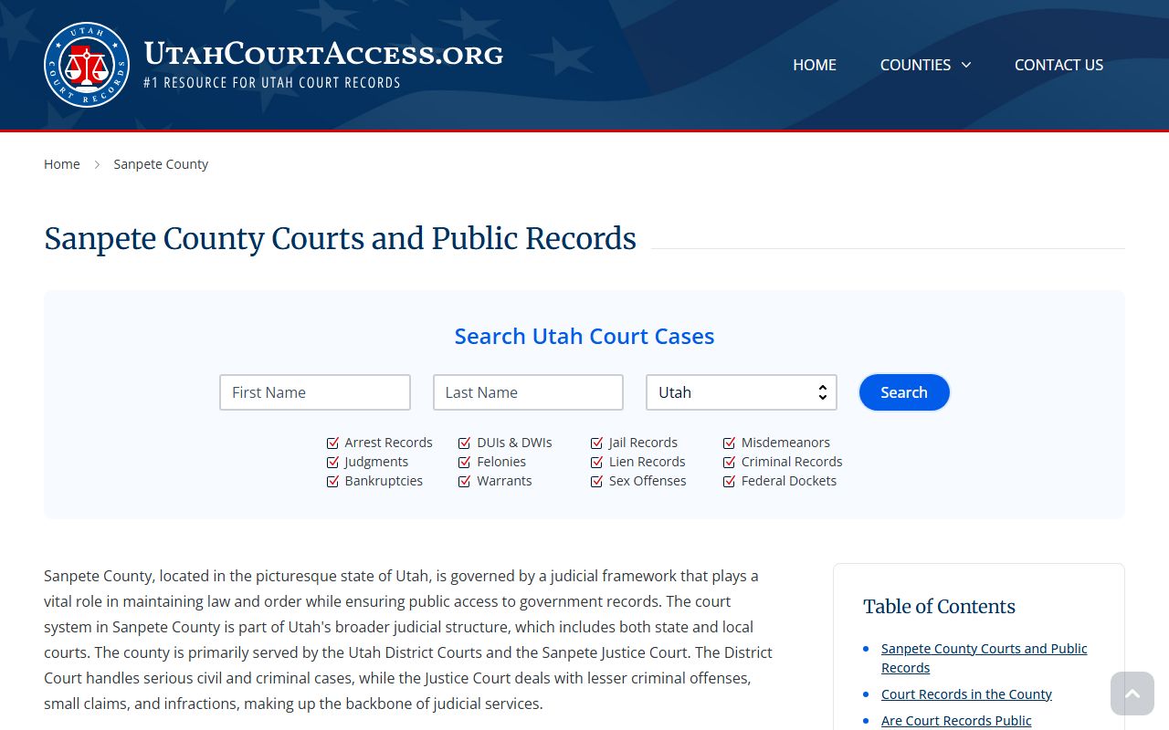 Sanpete County divorce decree Utah Courts XChange case search