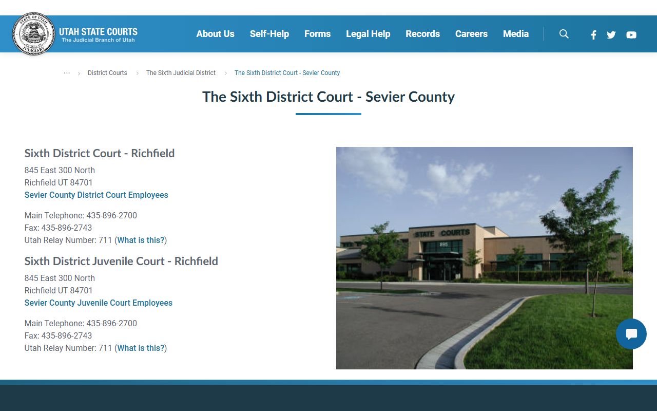 Sevier County divorce decree Sixth District Court location in Richfield